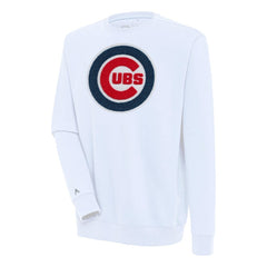 Chicago Cubs Antigua Victory Crewneck Chenille Pullover Sweatshirt - White Pullover