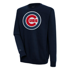 Chicago Cubs Antigua Victory Crewneck Chenille Pullover Sweatshirt - Navy Pullover