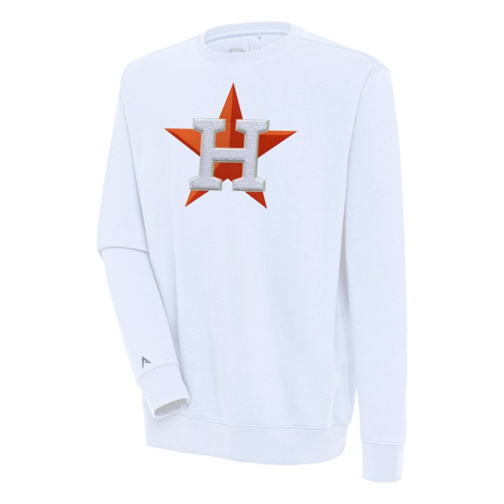 Houston Astros Antigua Victory Crewneck Chenille Pullover Sweatshirt - White Pullover