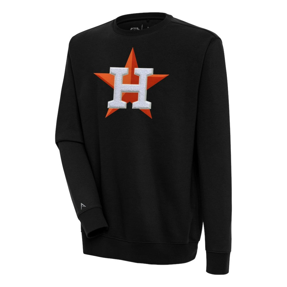 Houston Astros Antigua Victory Crewneck Chenille Pullover Sweatshirt - Black Pullover