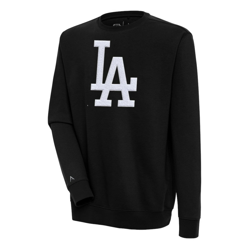 Los Angeles Dodgers Antigua Victory Crewneck Chenille Pullover Sweatshirt - Black Pullover
