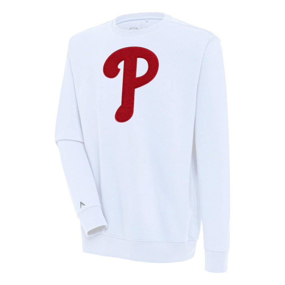 Philadelphia Phillies Antigua Victory Crewneck Chenille Pullover Sweatshirt - White Pullover