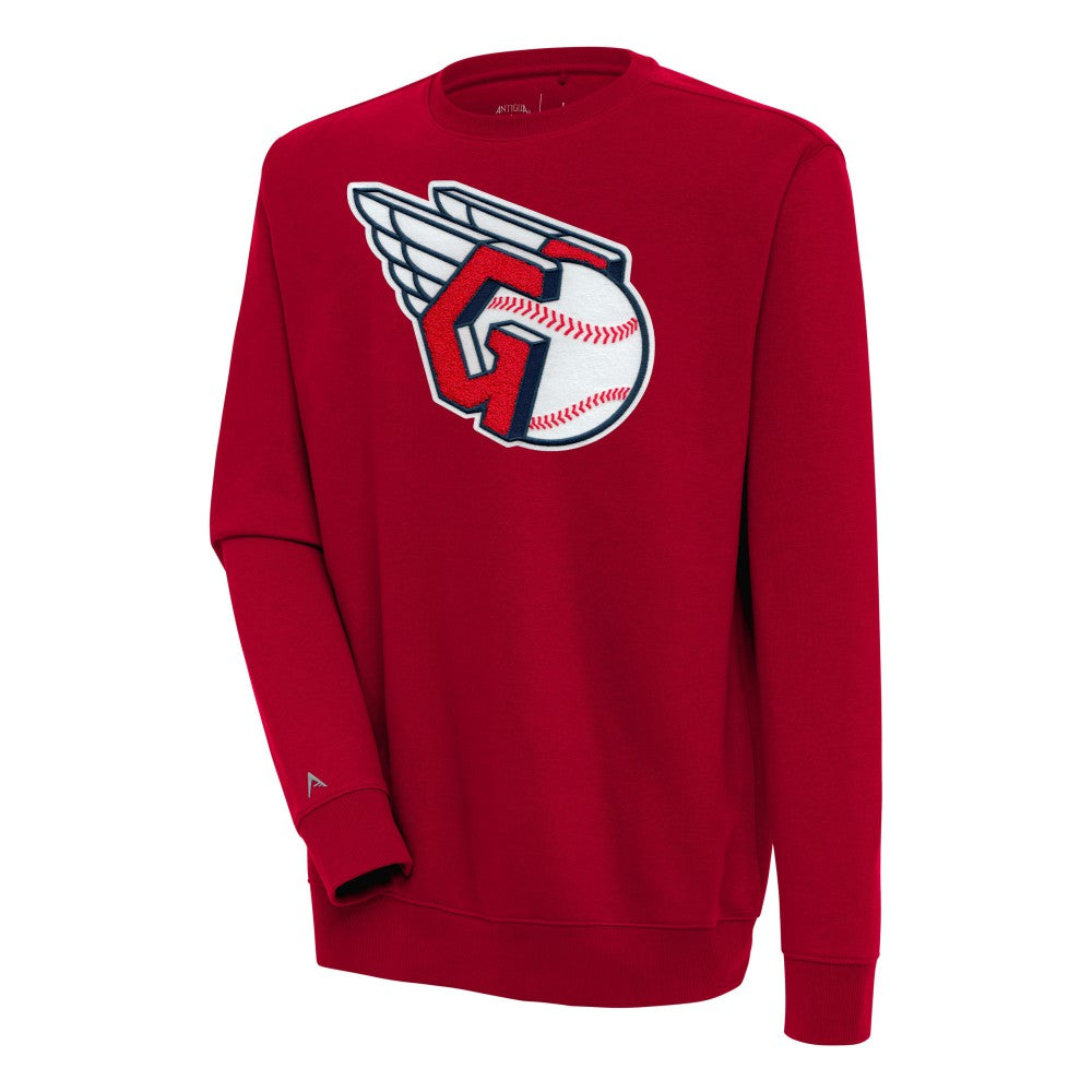 Cleveland Guardians Antigua Victory Crewneck Chenille Pullover Sweatshirt - Red Pullover