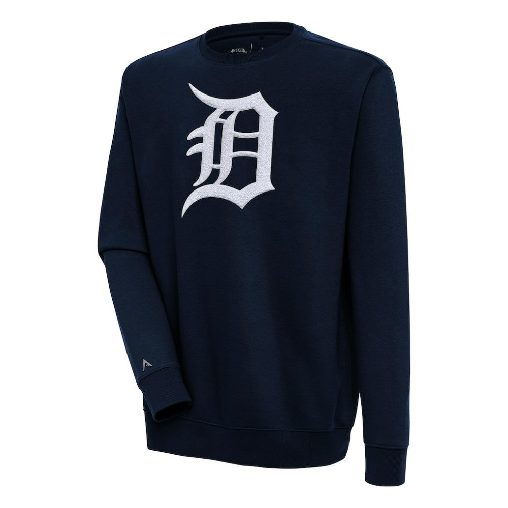Detroit Tigers Antigua Victory Crewneck Chenille Pullover Sweatshirt - Navy Pullover