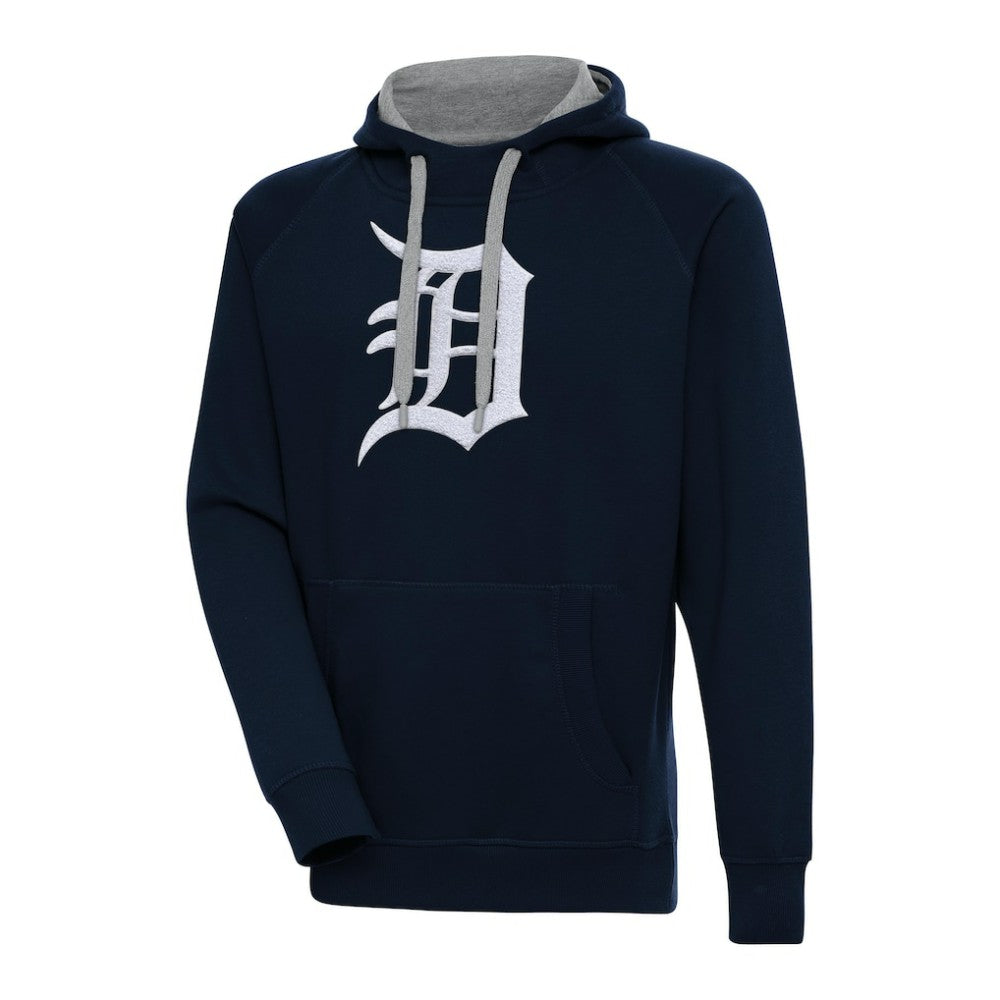 Detroit Tigers Antigua Victory Chenille Pullover Hoodie - Navy Hoodies