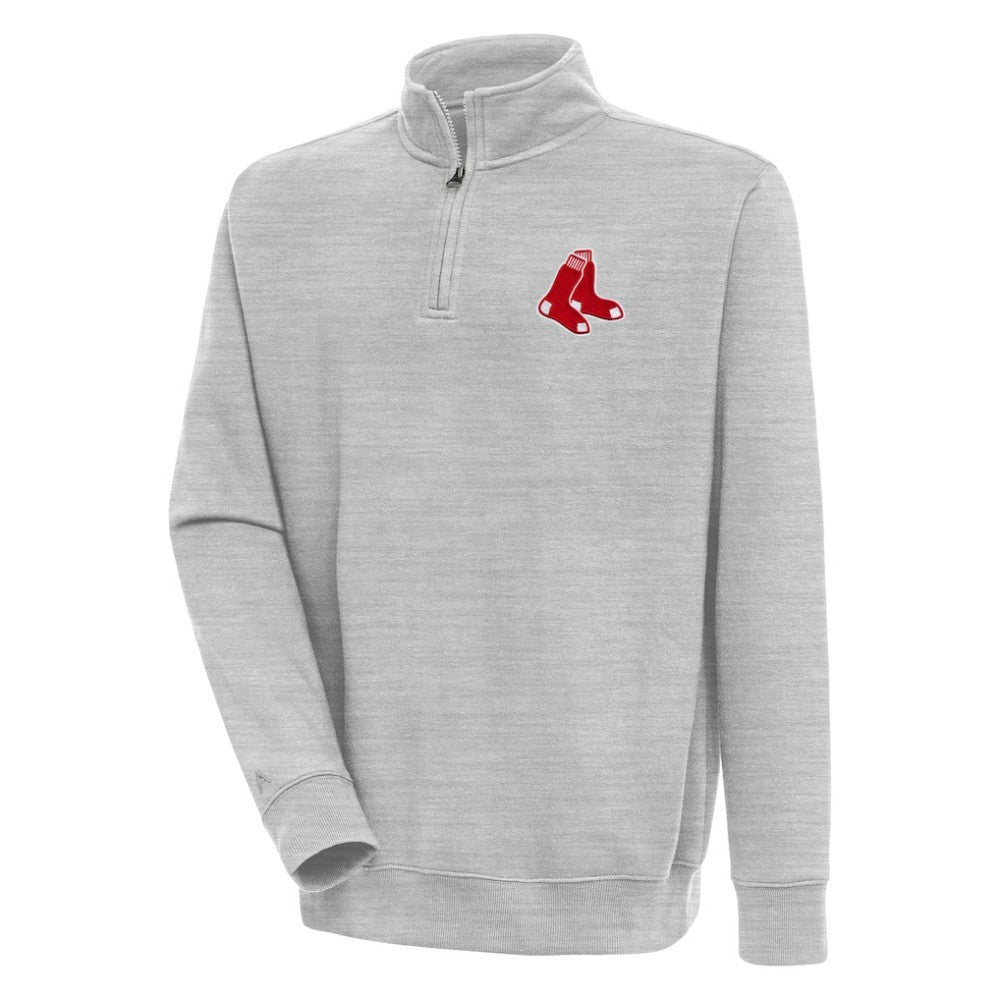 Boston Red Sox Antigua Victory Quarter-Zip Pullover Top - Heather Gray Pullover