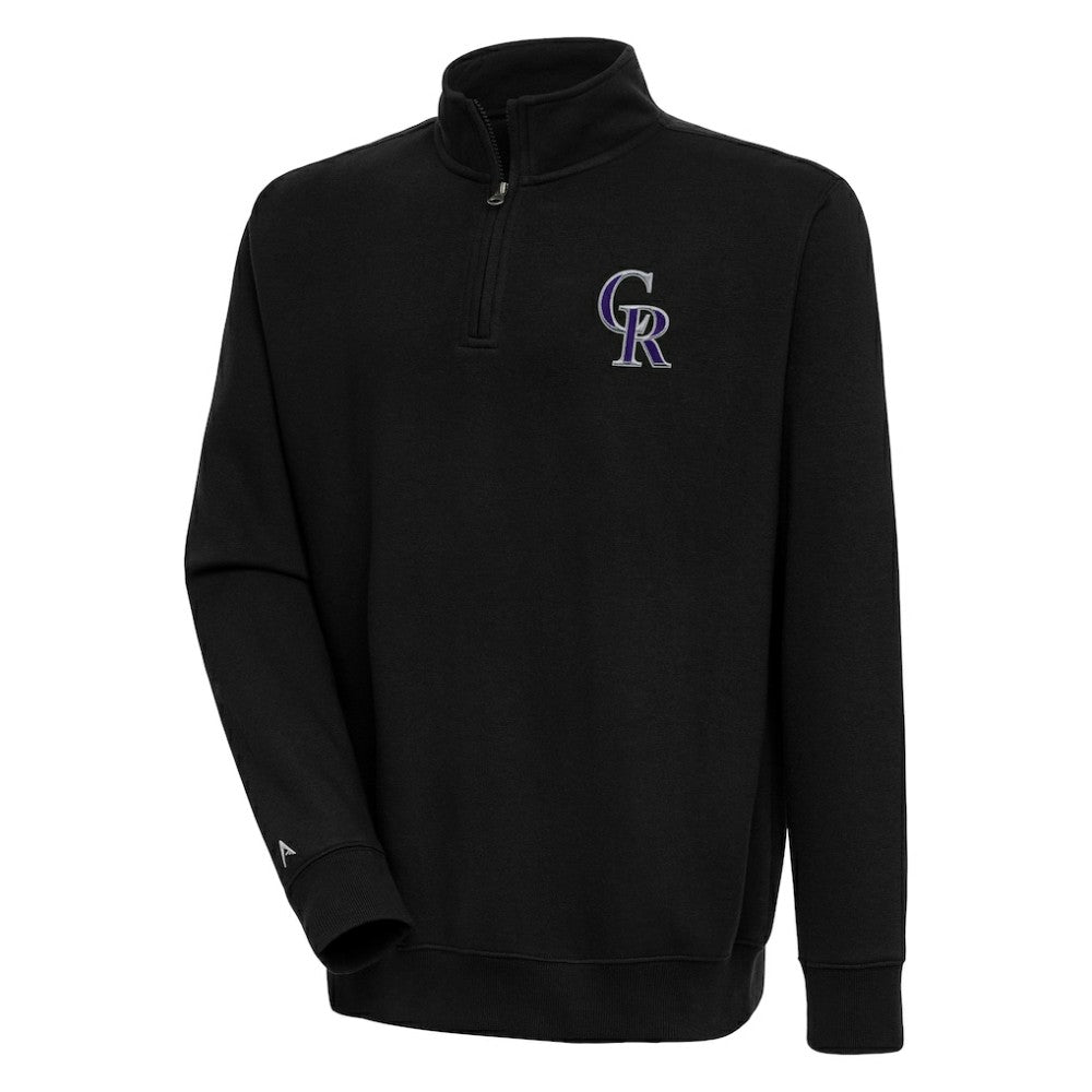 Colorado Rockies Antigua Victory Quarter-Zip Pullover Top - Black Pullover
