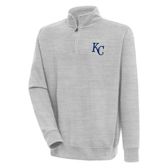 Kansas City Royals Antigua Victory Quarter-Zip Pullover Top - Heather Gray Pullover