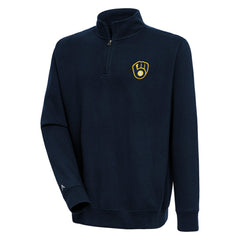 Milwaukee Brewers Antigua Victory Quarter-Zip Pullover Top - Navy Pullover