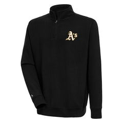 Athletics Antigua Victory Quarter-Zip Pullover Top - Black Pullover