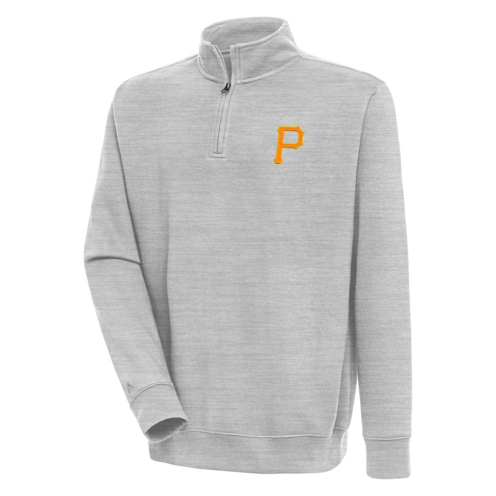 Pittsburgh Pirates Antigua Victory Quarter-Zip Pullover Top - Heather Gray Pullover
