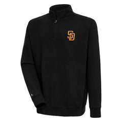San Diego Padres Antigua Victory Quarter-Zip Pullover Top - Black Pullover