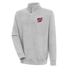 Washington Nationals Antigua Victory Quarter-Zip Pullover Top - Heather Gray Pullover