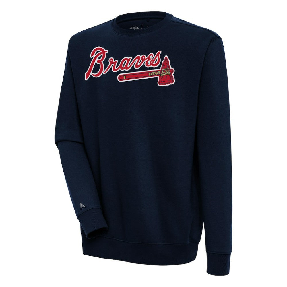 Atlanta Braves Antigua Victory Pullover Sweatshirt - Navy Pullover