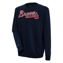 Atlanta Braves Antigua Victory Pullover Sweatshirt - Navy Pullover