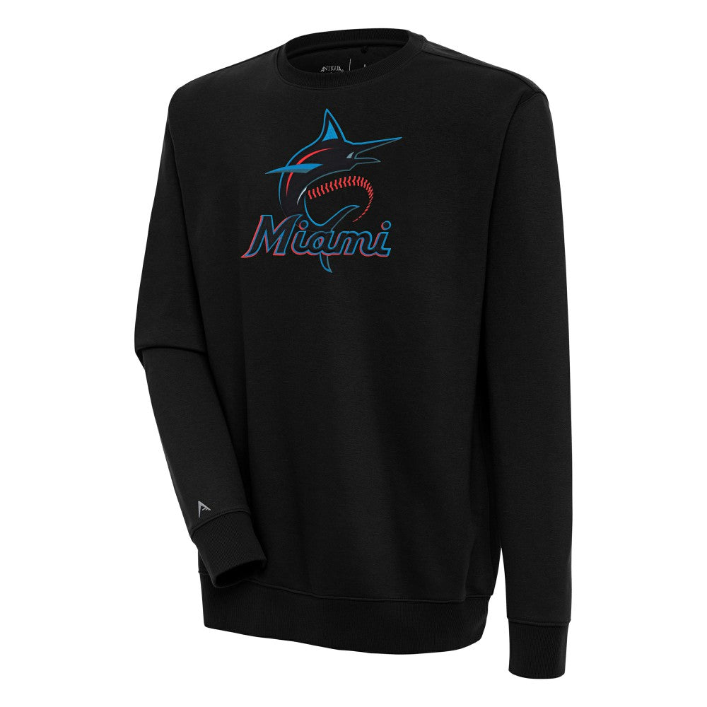 Miami Marlins Antigua Victory Pullover Sweatshirt - Black Pullover