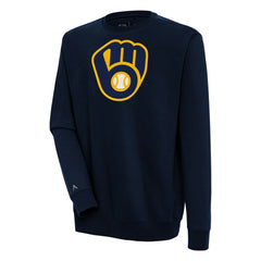 Milwaukee Brewers Antigua Victory Pullover Sweatshirt - Navy Pullover