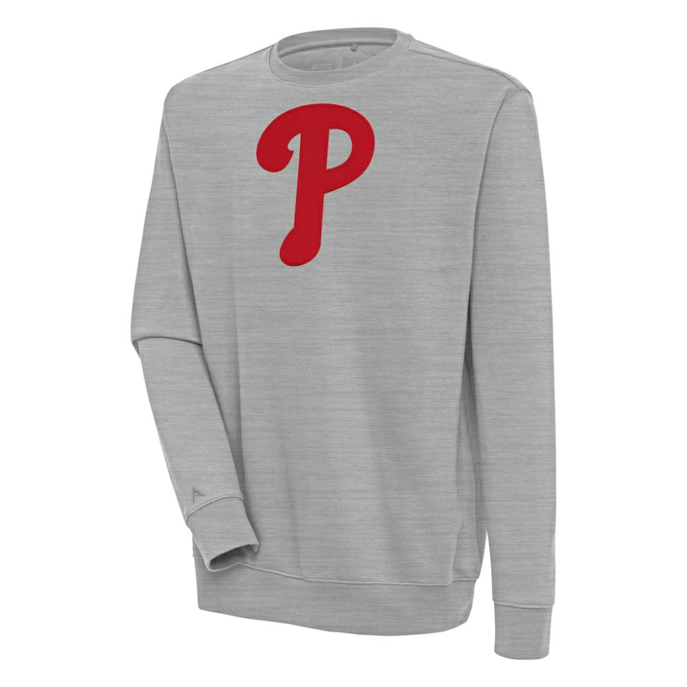 Philadelphia Phillies Antigua Victory Pullover Sweatshirt - Heather Gray Pullover