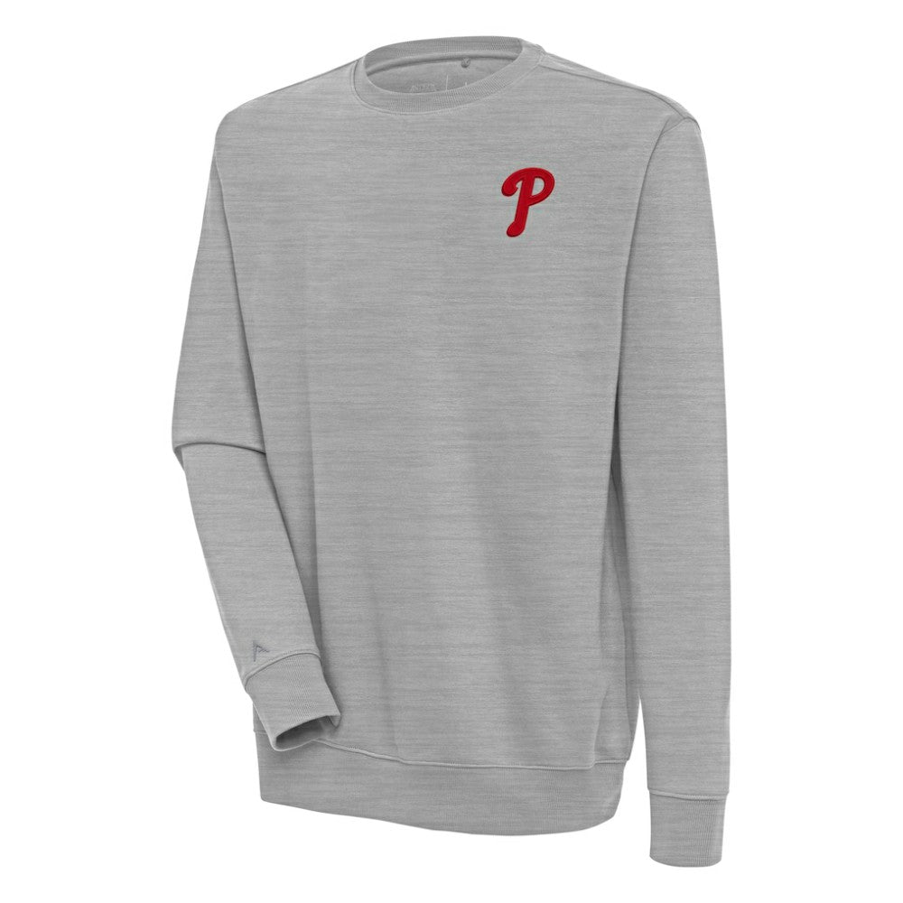 Philadelphia Phillies Antigua Victory Pullover Sweatshirt - Heather Gray Pullover