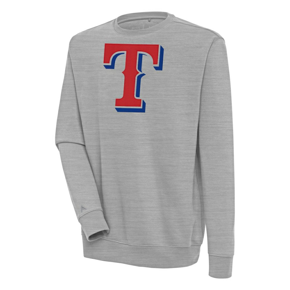 Texas Rangers Antigua Victory Pullover Sweatshirt - Heather Gray Pullover