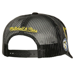 NHL Pittsburgh Penguins Mitchell & Ness Times Up Classic Script Cord Trucker Adjustable Hat - Black