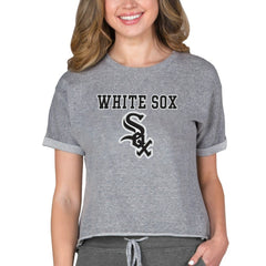 Chicago White Sox Concepts Sport Women's Tri-Blend Mainstream Terry Short Sleeve Sweatshirt Top - Gray Sweatshirts