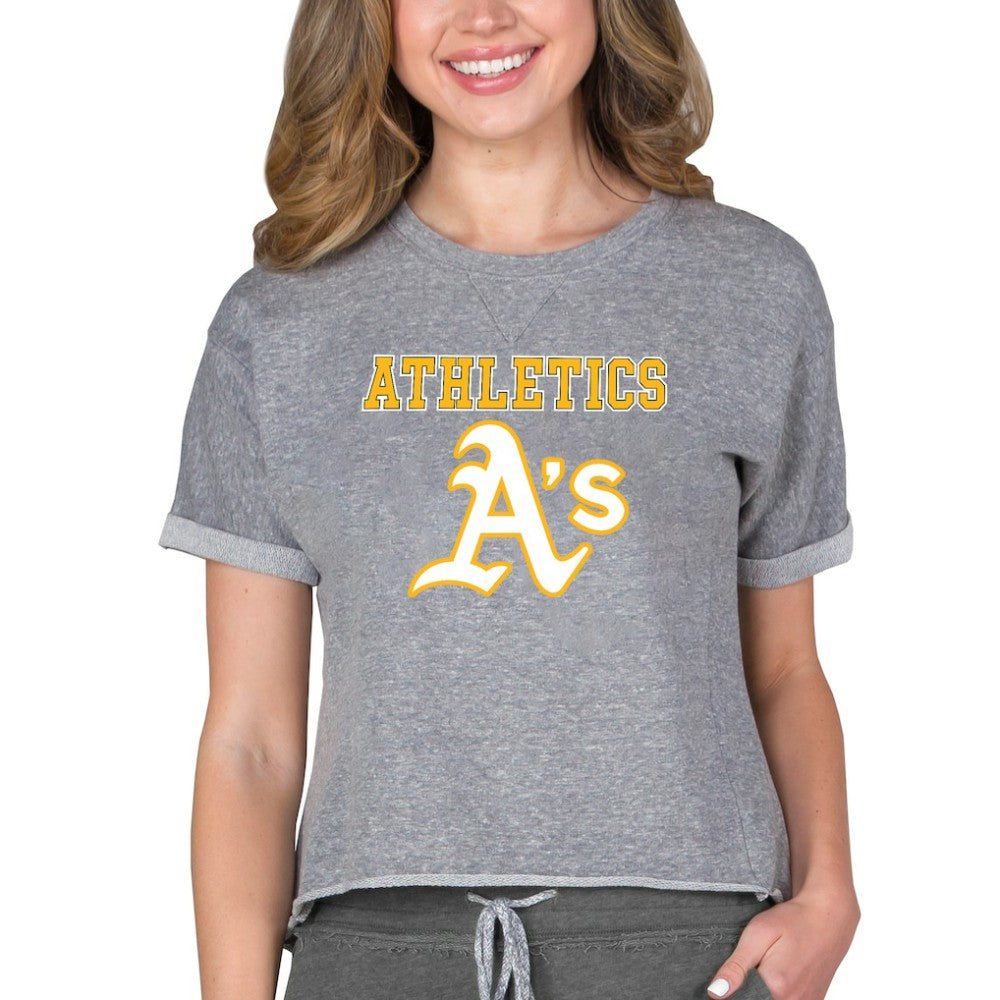 Athletics Concepts Sport Women's Tri-Blend Mainstream Terry Short Sleeve Sweatshirt Top - Gray Sweatshirts
