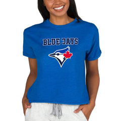 Toronto Blue Jays Concepts Sport Women's Tri-Blend Mainstream Terry Short Sleeve Sweatshirt Top - Royal Sweatshirts