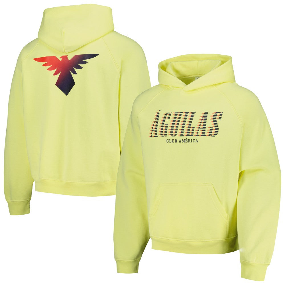 Club America Team Oversized Raglan Pullover Hoodie Yellow