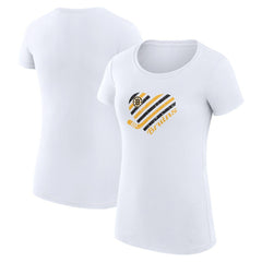 NHL Boston Bruins G-III 4Her by Carl Banks Women's Super-Slim Fit Lightweight Heart T-Shirt - White