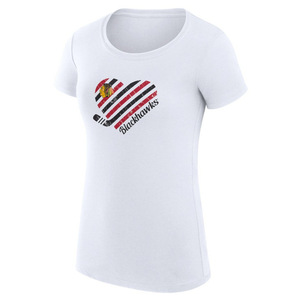 NHL Chicago Blackhawks G-III 4Her by Carl Banks Women's Super-Slim Fit Lightweight Heart T-Shirt - White