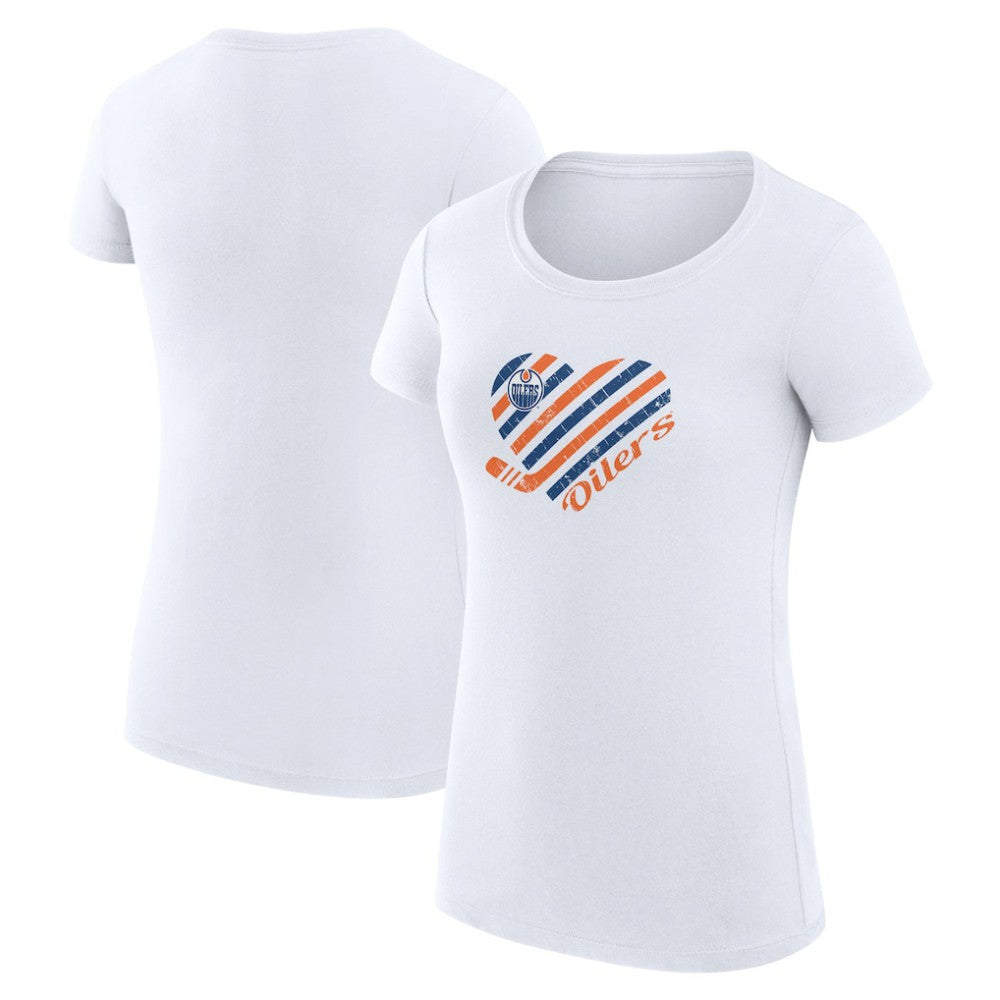 NHL Edmonton Oilers G-III 4Her by Carl Banks Women's Super-Slim Fit Lightweight Heart T-Shirt - White
