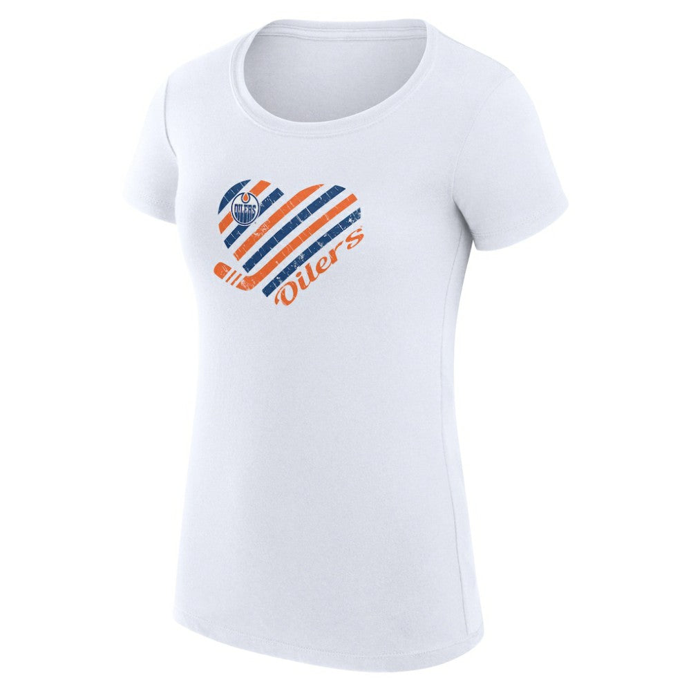 NHL Edmonton Oilers G-III 4Her by Carl Banks Women's Super-Slim Fit Lightweight Heart T-Shirt - White