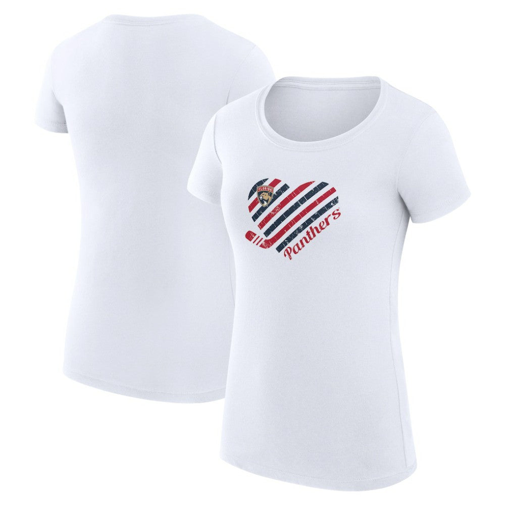NHL Florida Panthers G-III 4Her by Carl Banks Women's Super-Slim Fit Lightweight Heart T-Shirt - White