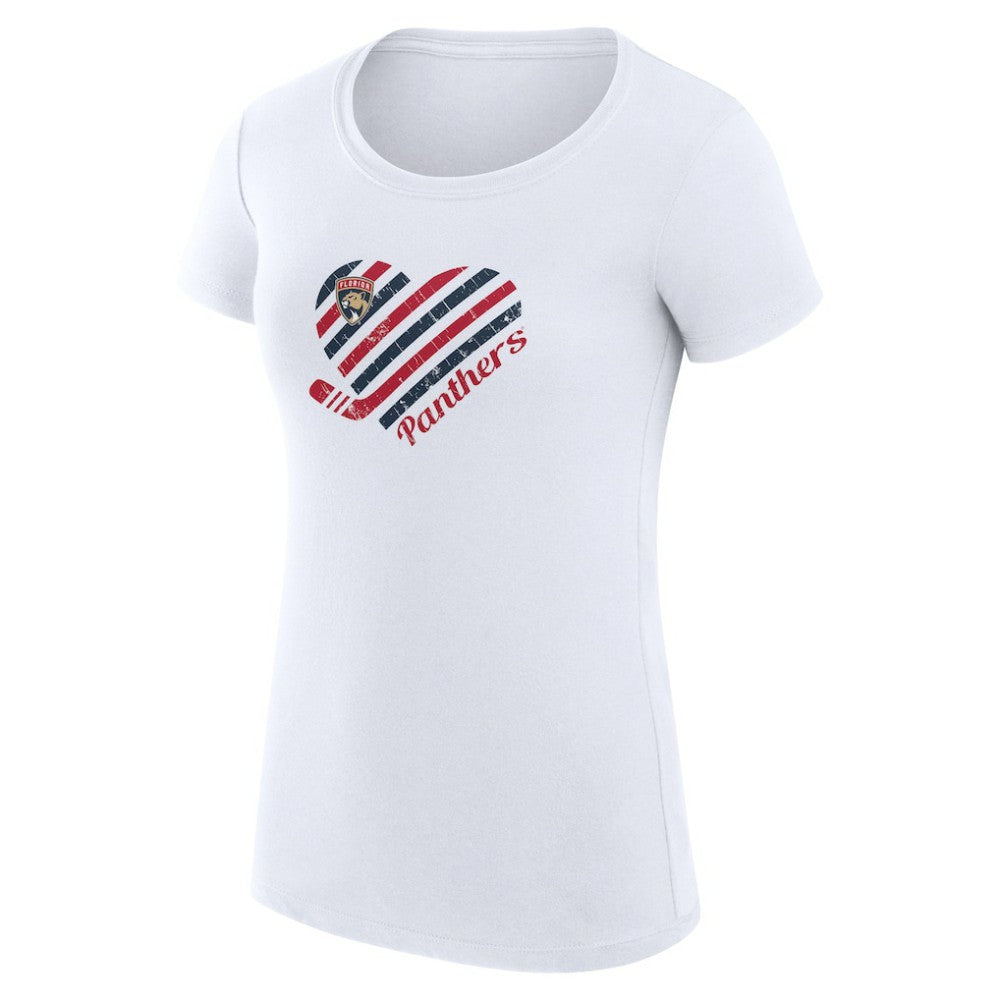 NHL Florida Panthers G-III 4Her by Carl Banks Women's Super-Slim Fit Lightweight Heart T-Shirt - White