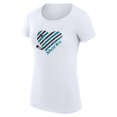 NHL San Jose Sharks G-III 4Her by Carl Banks Women's Super-Slim Fit Lightweight Heart T-Shirt - White