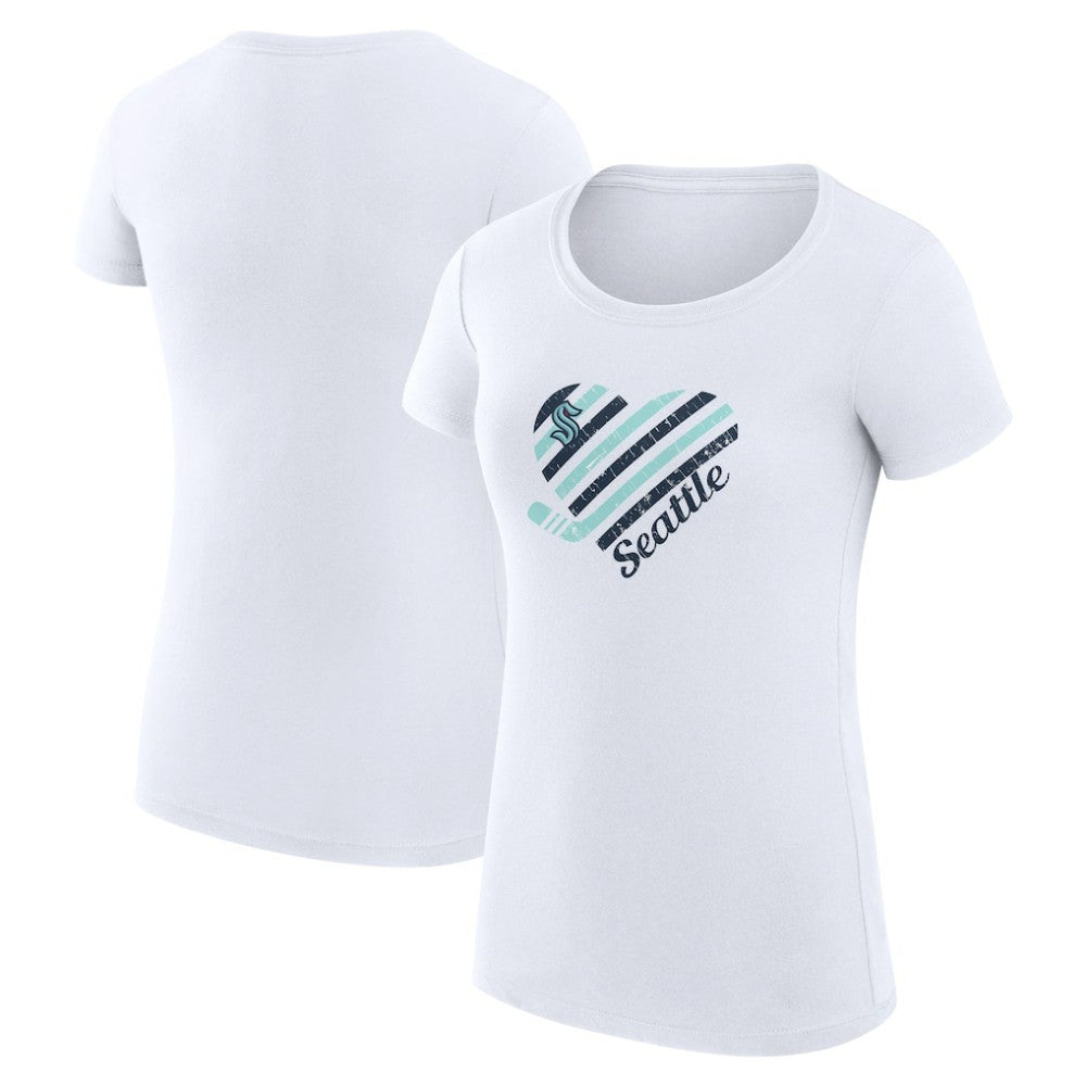 NHL Seattle Kraken G-III 4Her by Carl Banks Women's Super-Slim Fit Lightweight Heart T-Shirt - White