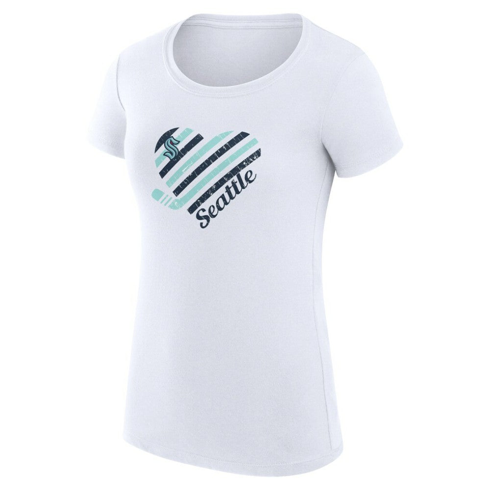 NHL Seattle Kraken G-III 4Her by Carl Banks Women's Super-Slim Fit Lightweight Heart T-Shirt - White