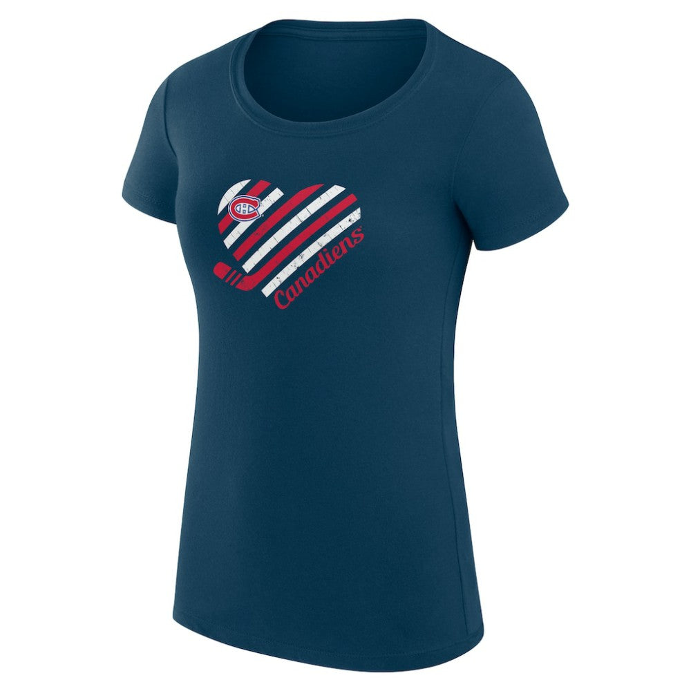 NHL Montreal Canadiens G-III 4Her by Carl Banks Women's Super-Slim Fit Lightweight Heart T-Shirt - Navy