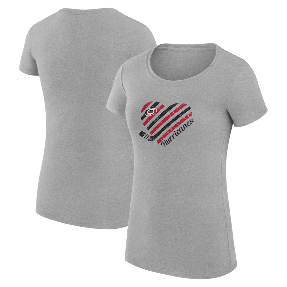 NHL Carolina Hurricanes G-III 4Her by Carl Banks Women's Super-Slim Fit Lightweight Heart T-Shirt - Heather Gray