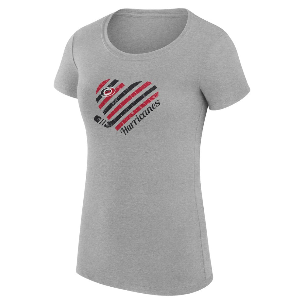 NHL Carolina Hurricanes G-III 4Her by Carl Banks Women's Super-Slim Fit Lightweight Heart T-Shirt - Heather Gray