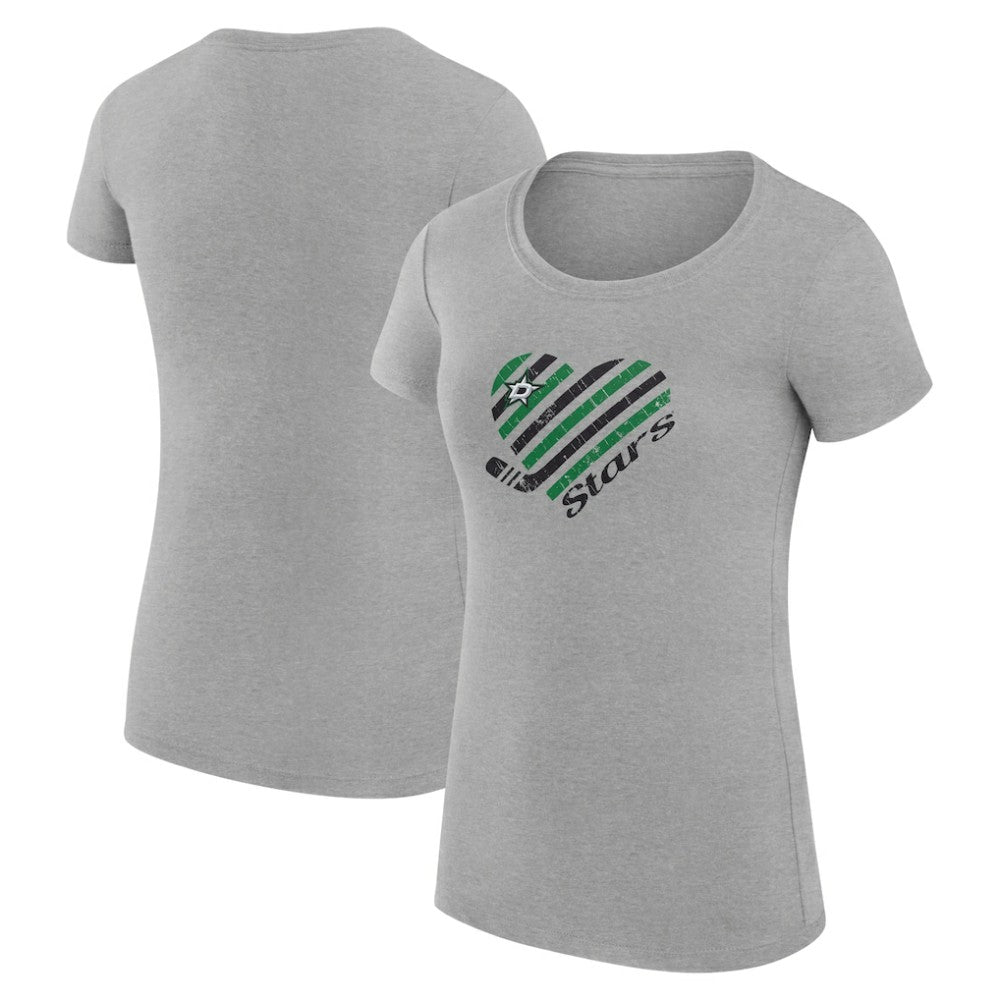 NHL Dallas Stars G-III 4Her by Carl Banks Women's Super-Slim Fit Lightweight Heart T-Shirt - Heather Gray