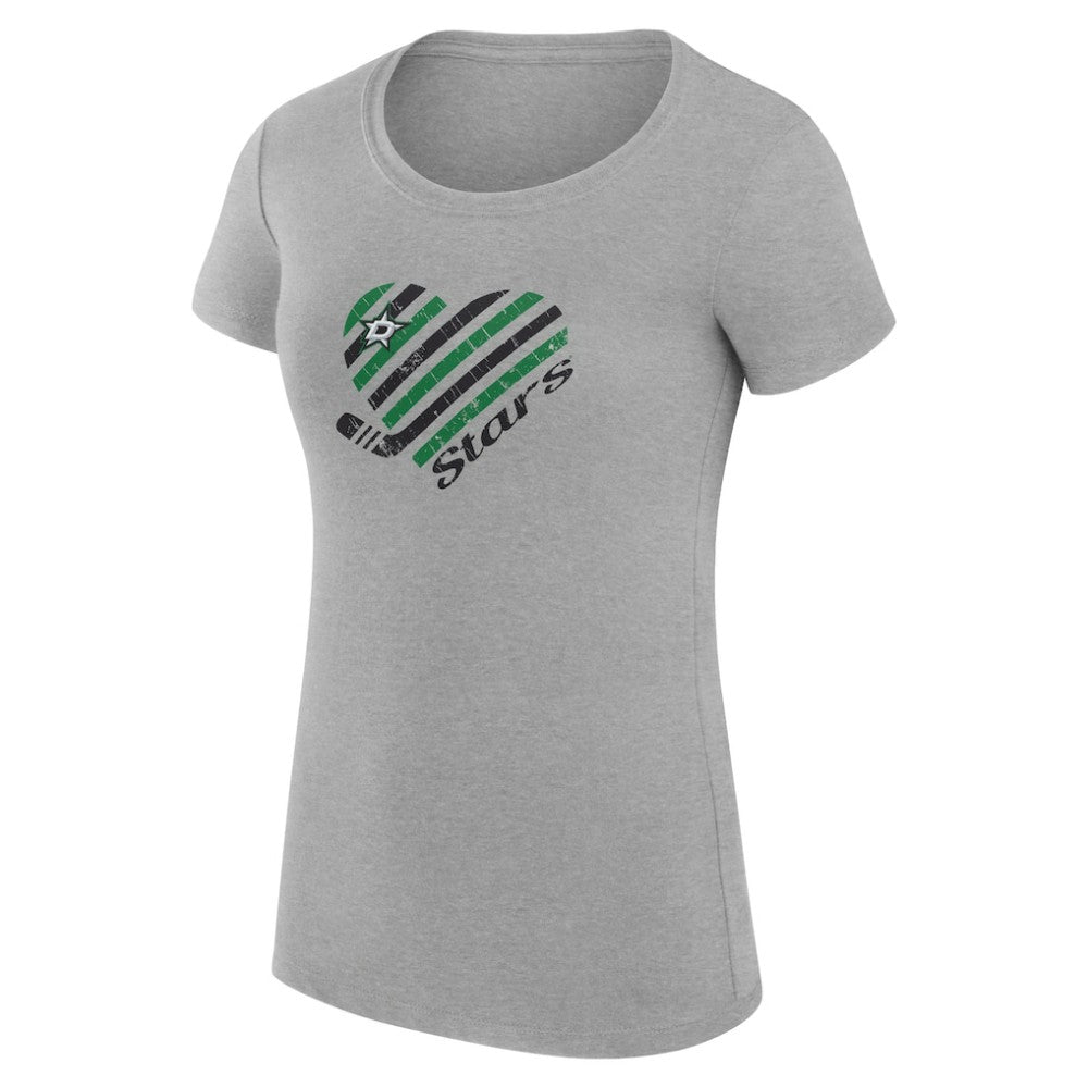 NHL Dallas Stars G-III 4Her by Carl Banks Women's Super-Slim Fit Lightweight Heart T-Shirt - Heather Gray