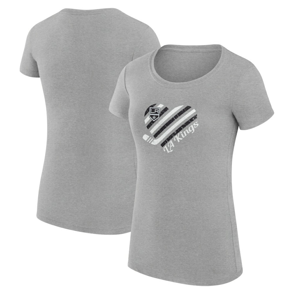 NHL Los Angeles Kings G-III 4Her by Carl Banks Women's Super-Slim Fit Lightweight Heart T-Shirt - Heather Gray