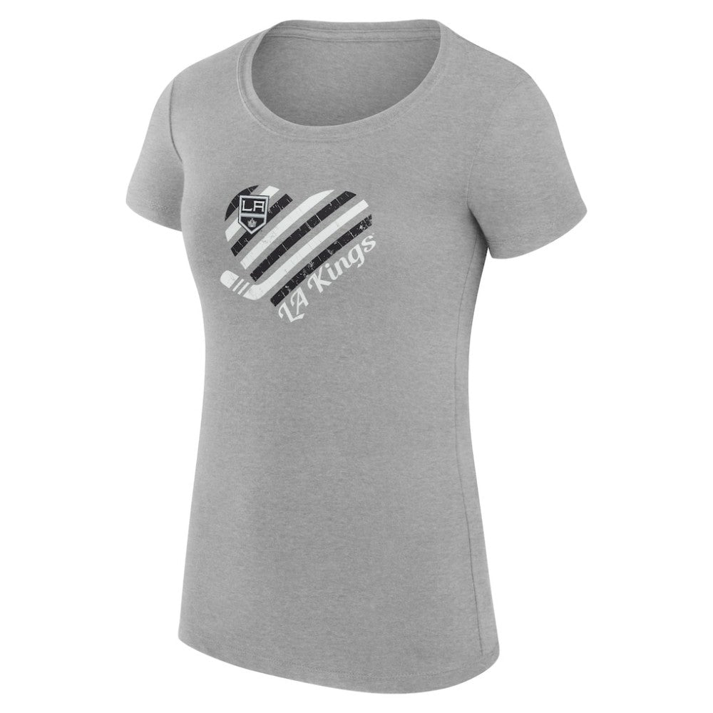 NHL Los Angeles Kings G-III 4Her by Carl Banks Women's Super-Slim Fit Lightweight Heart T-Shirt - Heather Gray