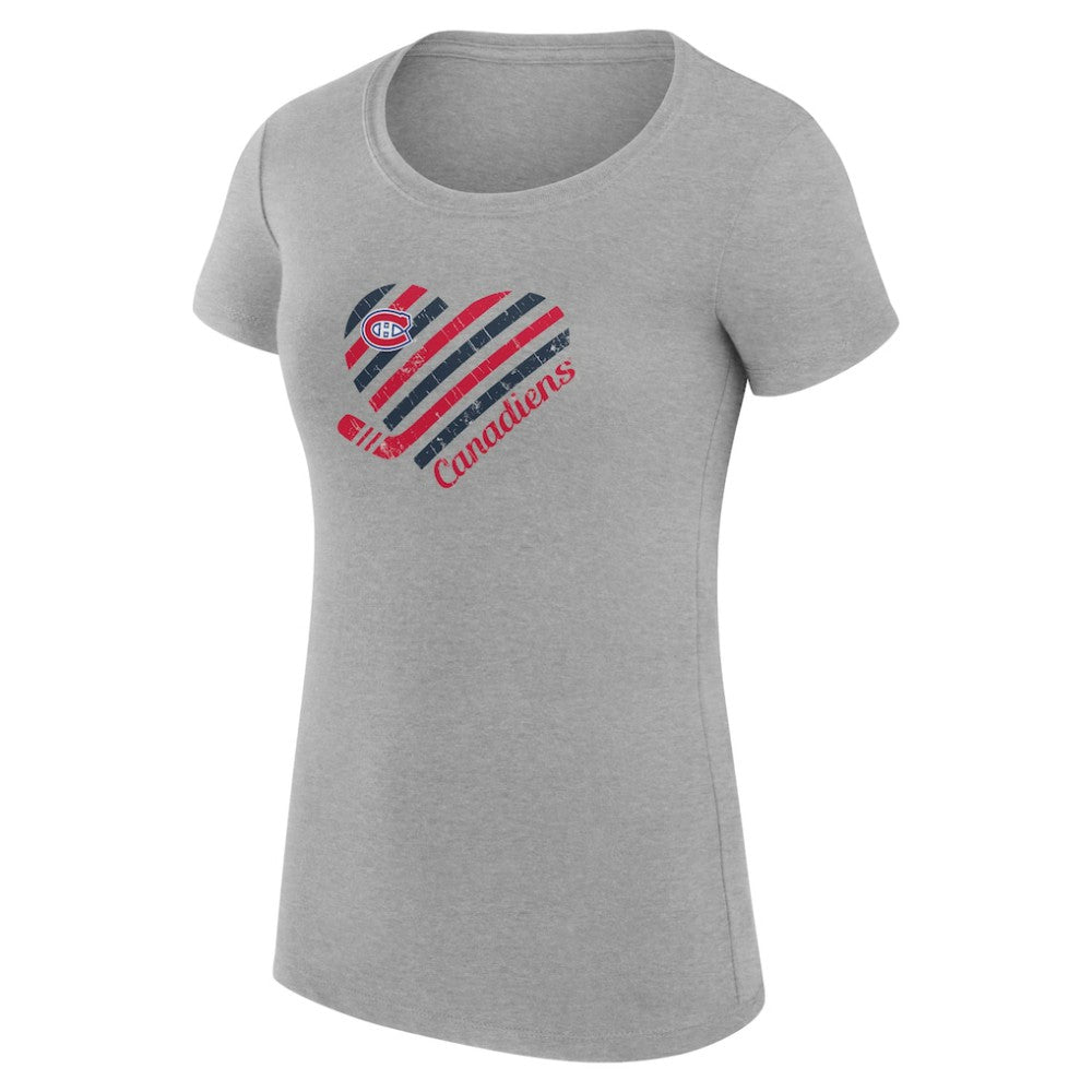 NHL Montreal Canadiens G-III 4Her by Carl Banks Women's Super-Slim Fit Lightweight Heart T-Shirt - Heather Gray