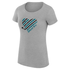 NHL San Jose Sharks G-III 4Her by Carl Banks Women's Super-Slim Fit Lightweight Heart T-Shirt - Heather Gray