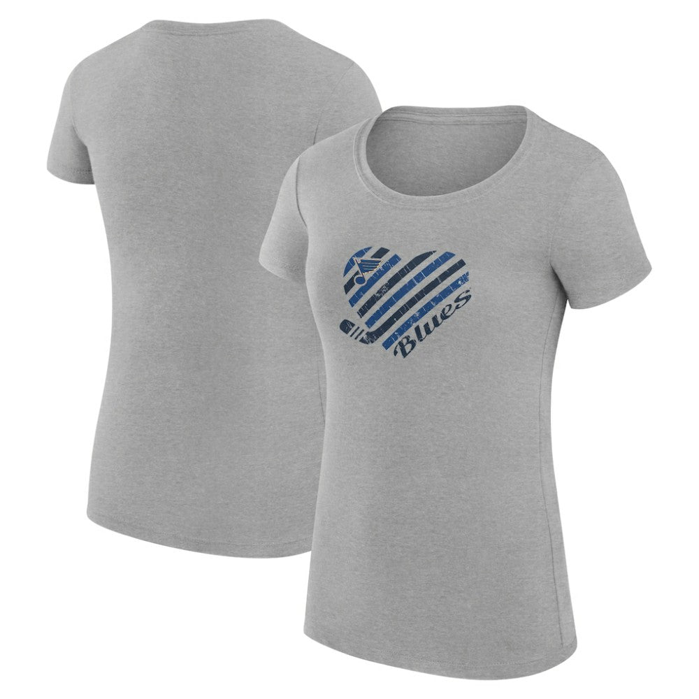 NHL St. Louis Blues G-III 4Her by Carl Banks Women's Super-Slim Fit Lightweight Heart T-Shirt - Heather Gray