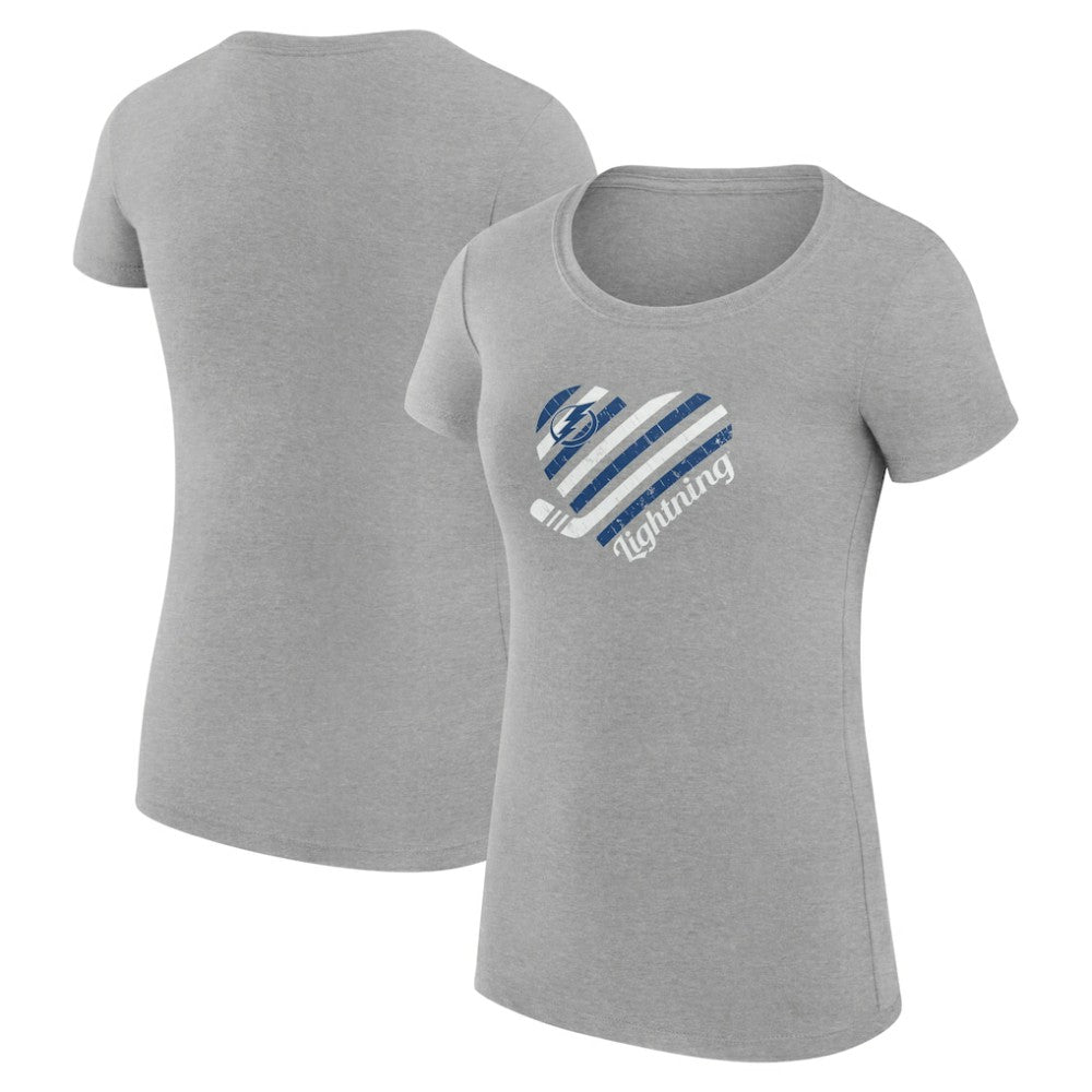 NHL Tampa Bay Lightning G-III 4Her by Carl Banks Women's Super-Slim Fit Lightweight Heart T-Shirt - Heather Gray