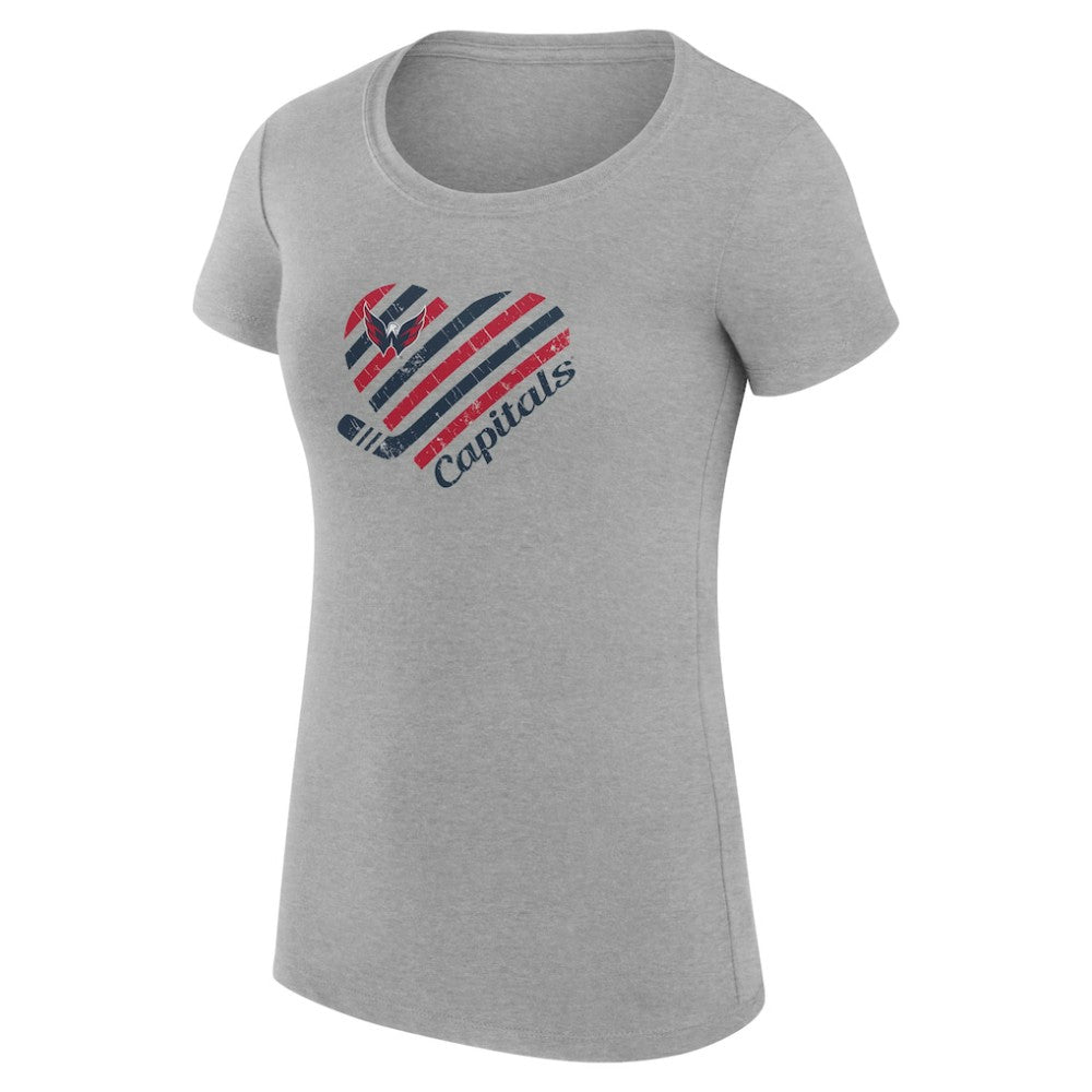 NHL Washington Capitals G-III 4Her by Carl Banks Women's Super-Slim Fit Lightweight Heart T-Shirt - Heather Gray
